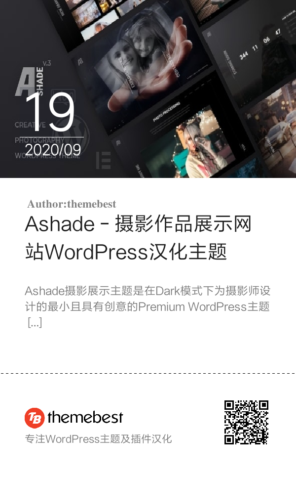 Ashade - 摄影作品展示网站WordPress汉化主题